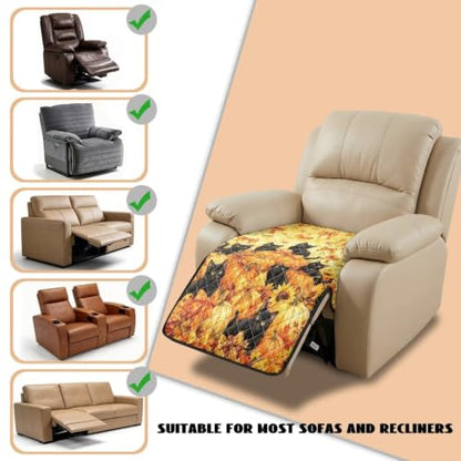 Fall Pumpkin Black Cat Quilted Recliner Chair Cover Waterproof Non Slip Armless Protector with Variation