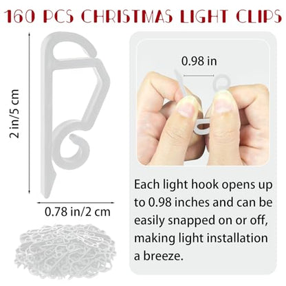 Openfly White Outdoor Christmas Light Clips 160Pcs Gutter Hooks Weatherproof