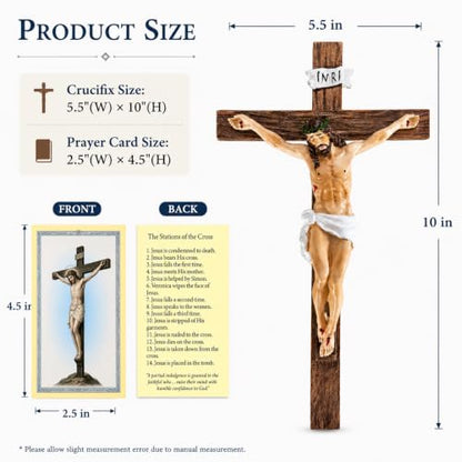 Reviamz 10 Inch Jesus Crucifix Wall Cross Catholic Decor Religious Wall Art