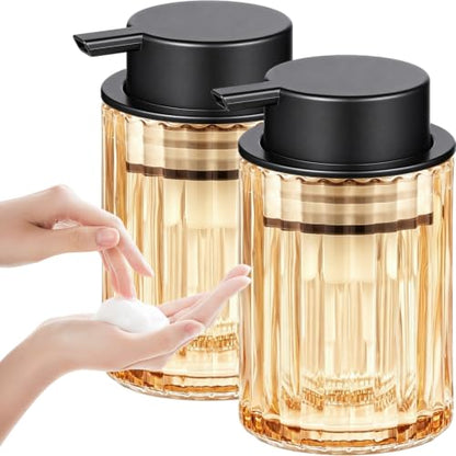 Black Amber Glass Foaming Soap Dispenser 8oz - 2 Pack