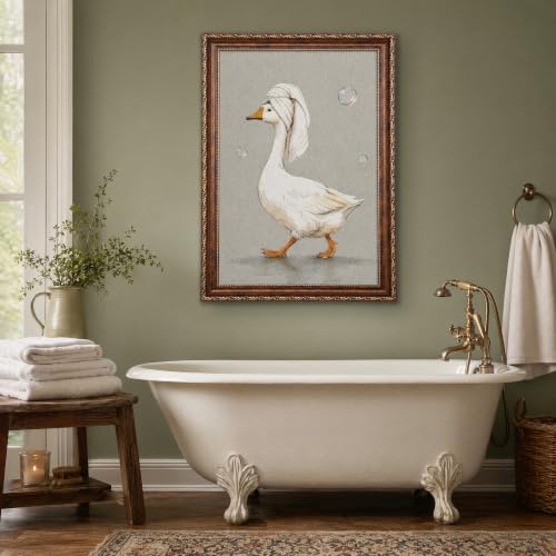 Black Cat and Woman Bathtub Wall Decor Framed 8x10in Goose Variation