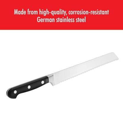 ZWILLING Professional S 8-Inch German Bread Knife, Black Handle, Ice-Hardened FRIODUR