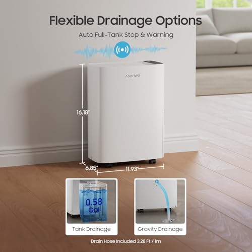 Dehumidifier for Basement 2500 Sq Ft with Drain Hose 34 Pints Max White