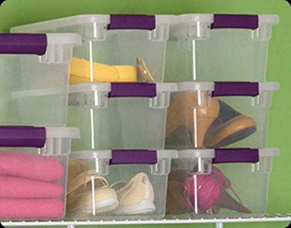 Sterilite 6 Qt ClearView Latch Storage Box - Stackable Plastic Container for Shoe Organization | 12-Pack