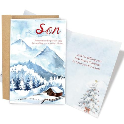 Christmas Card for Son Heartfelt Holiday Greeting from Dad Mom - Variation 305