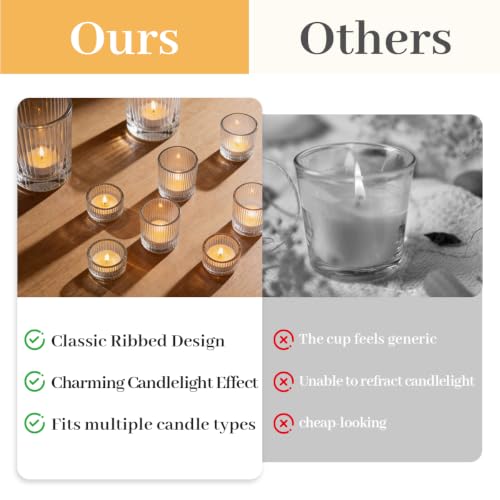 48 Pack Glass Votive Candle Holders - Clear 2x2.5 Inch Tealight Holders - Elegant Home Decor & Wedding Party Supplies