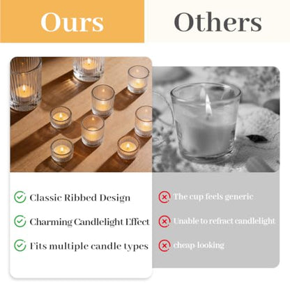 48 Pack Glass Votive Candle Holders - Clear 2x2.5 Inch Tealight Holders - Elegant Home Decor & Wedding Party Supplies