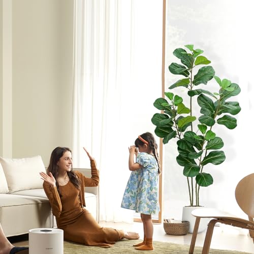 Faux Fiddle Leaf Fig Tree 5ft with White Planter - Green Variation