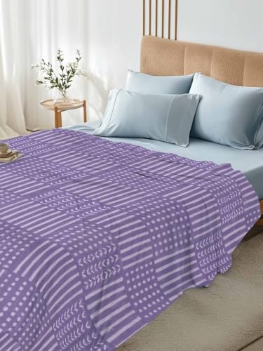 Purple King Flat Sheet Microfiber Bedding - Modern Geometric Checkered Lines