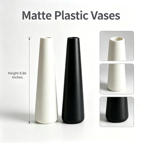2-Pack Shatter-Resistant Vase Set with Dried Flowers for Tabletop Decor
