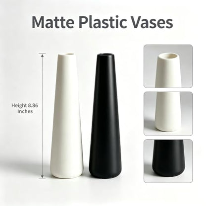 2-Pack Shatter-Resistant Vase Set with Dried Flowers for Tabletop Decor