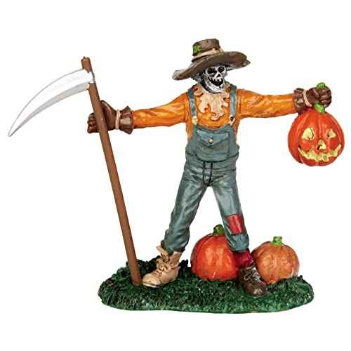 Lemax Freaky Farmer Spooky Town Scarecrow Pumpkin Halloween Collectible Figurine Orange Blue