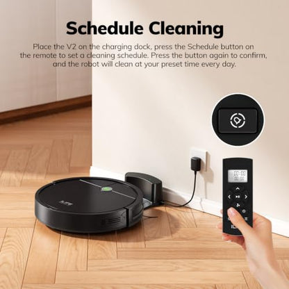 ILIFE V2 Robot Vacuum Cleaner Black - Tangle-Free Suction, Pet Hair