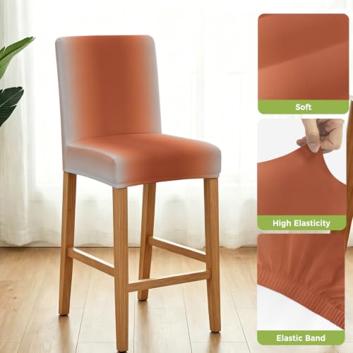 Rust Orange Ombre Bar Stool Covers Set of 2 - Stretch Counter & Pub Chairs