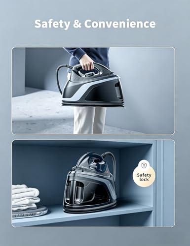 Sundu 1500W Steam Iron with Ceramic Soleplate & Auto-Off - Graphite Black