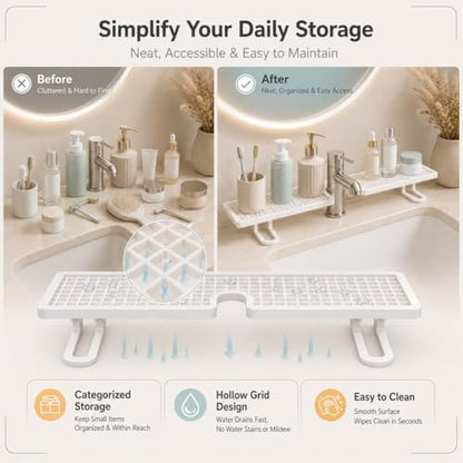 Carbon Steel Bathroom Organizer No-Drill Vanity Counter Storage Rack - Variation #A