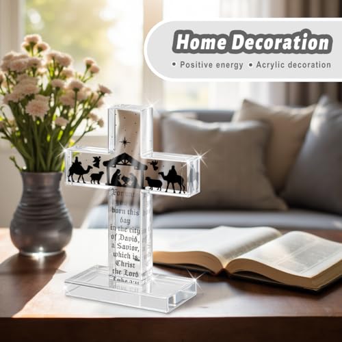 Luke 2:11 Bible Verse Acrylic Cross Decor - Religious Easter Gift for Christians LuKe2:11