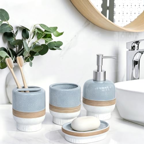 White Ceramic Bathroom Accessories Set, 4 Pieces - Modern & Elegant