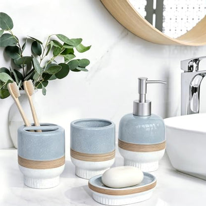 White Ceramic Bathroom Accessories Set, 4 Pieces - Modern & Elegant