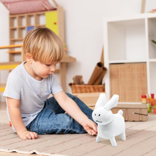 Cute White Gubby Rabbit Plush Pillow for Kids & Gamers - 8 Inch Soft Stuffed Animal