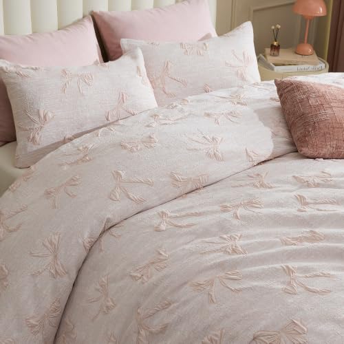 Pink Bow Comforter Set King Size Soft Fluffy Bedding - Bedelite