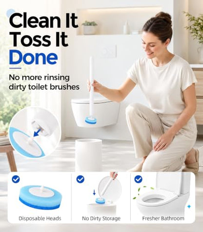 Disposable Toilet Brush and Holder Set with 48 Refill Heads - One Size