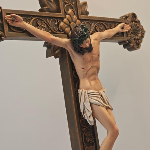 15.6 Inch Jesus Crucifix Wall Cross Religious Decor for Prayer & Gift