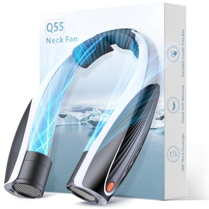 Black White Portable Neck Fan, Rechargeable Personal Cooling Fan with 20H Runtime
