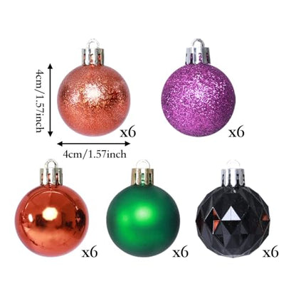 Halloween Mini Ornament Set - 1.57 Inch Purple, Orange, Green, Black Decor