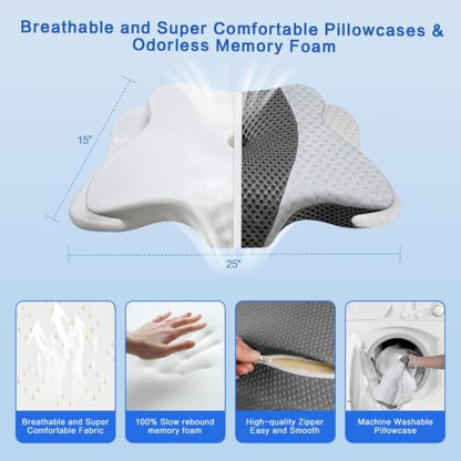 Queen Size Adjustable Cervical Pillow Dark Grey Memory Foam Neck Support