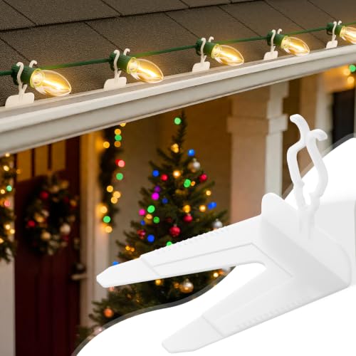Christmas Light Clips 50 Pack - Transparent White Gutter Clips for C7 C9 String Lights