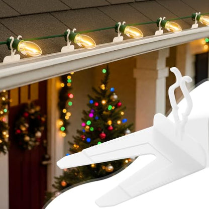 Christmas Light Clips 50 Pack - Transparent White Gutter Clips for C7 C9 String Lights