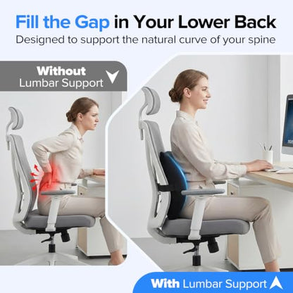 Lumbar Support Pillow for Office Chair - Lower Back Pressure Relief, Black