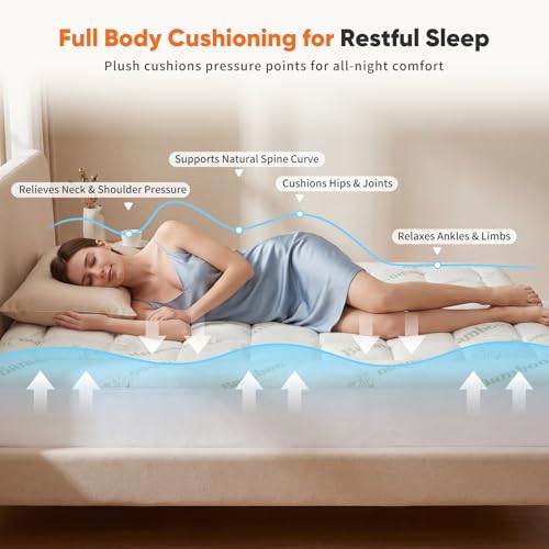 Full Bamboo Viscose Mattress Topper - Green, Cooling & Breathable, Full Size