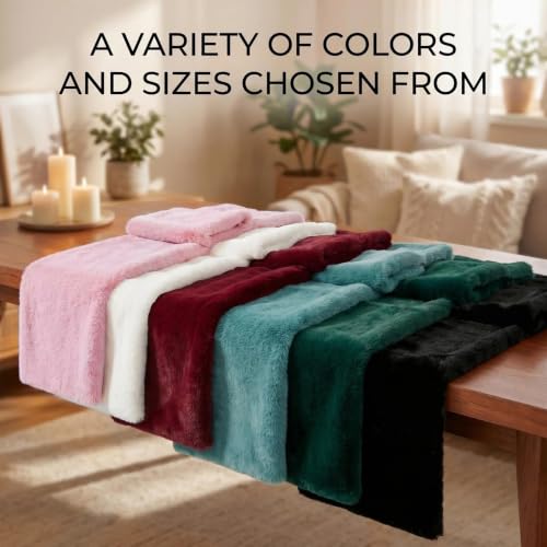 Teal Blue Faux Fur Table Runner 11.8 x 70.9 Inches Fluffy Shaggy Decor