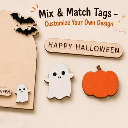 Trick or Treat Wooden Halloween Sign with Stand - Baby First Halloween Decor