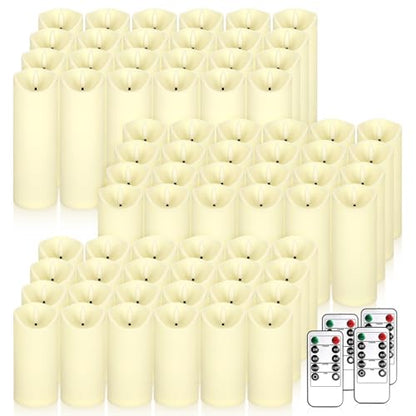 72-Pack Ivory Flameless Candles LED Pillar Set with Remote Timers - Variation of THIS listing