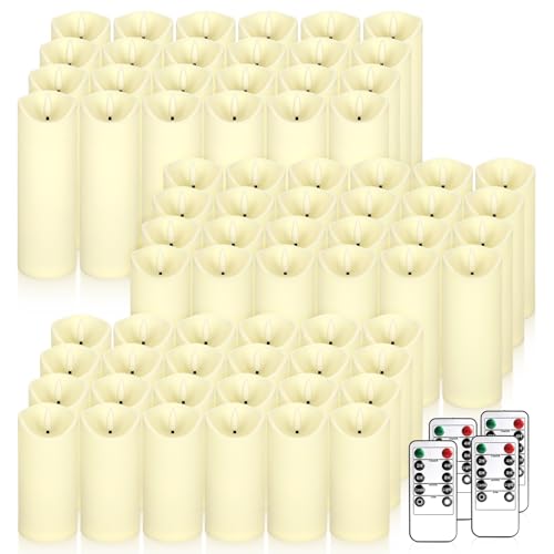 72 Pack Ivory Flameless LED Candles with Remote Control - Realistic Flickering & Timer