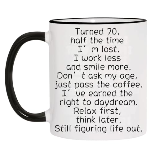 70th Birthday Coffee Mug for Women Men WHITE 70 - Funny 11oz Gift