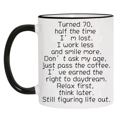 70th Birthday Coffee Mug for Women Men WHITE 70 - Funny 11oz Gift
