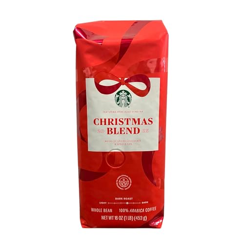 Starbucks Christmas Blend Whole Bean Coffee 16oz - Dark Roast, Spiced Chocolate & Spruce Notes, Limited Holiday Edition