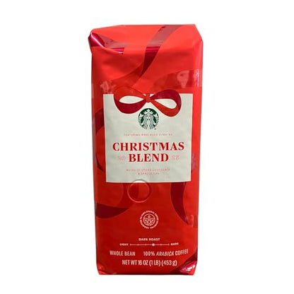 Starbucks Christmas Blend Whole Bean Coffee 16oz - Dark Roast, Spiced Chocolate & Spruce Notes, Limited Holiday Edition