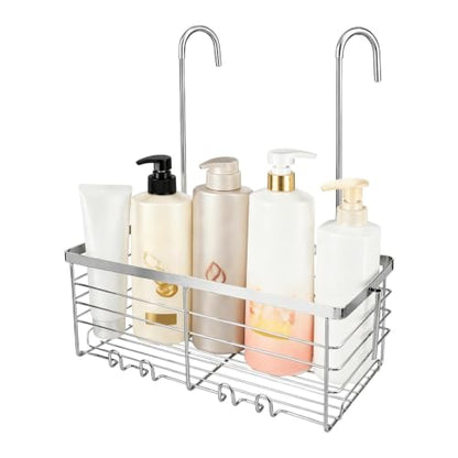 Hanging Shower Caddy for Seniors & Mobility Impaired - Bathroom Storage Rack with Hooks