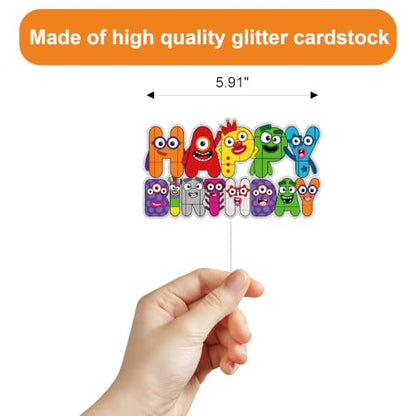 Number Happy Birthday Cake Topper Block Theme - Cake Decorations