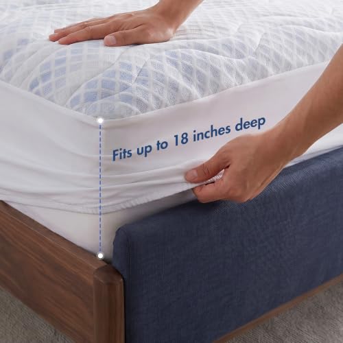 Queen Breathable Knit Mattress Pad with 3-Zone Support - Light Blue