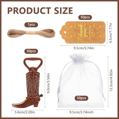 Brown Cowboy Boot Bottle Opener Set - Western Party Favors, 30 Pieces