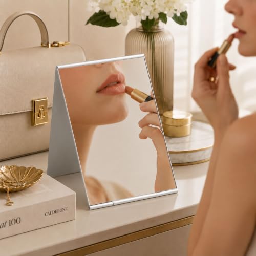 Portable Folding Vanity Mirror, Compact Travel Makeup Mirror, 3.9x2.6 Inch