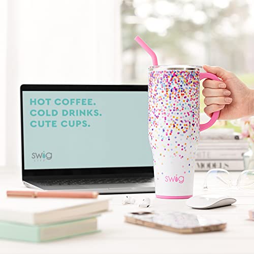 40oz Insulated Travel Mug with Handle and Straw - Large Stainless Steel Tumbler