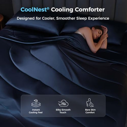 Blue King Cooling Comforter Blanket - Sweetnight CoolNest 106x90 Inches
