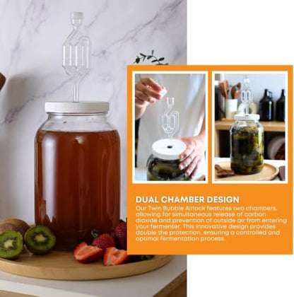 2-Pack Twin Bubble Airlocks for Fermentation of Beer Wine Cider & Kombucha